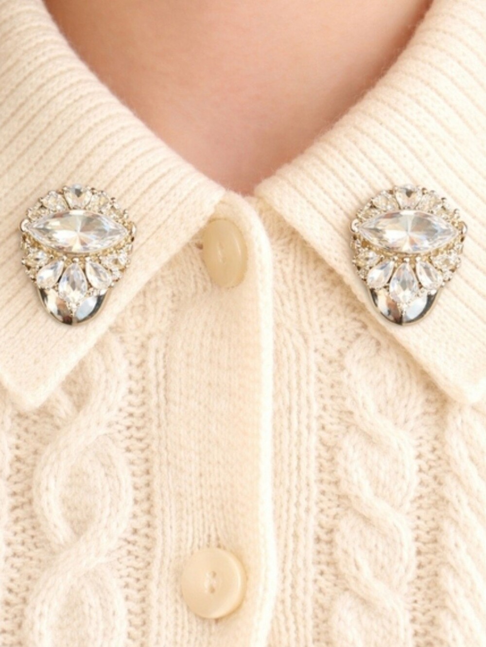 Vintage Marquise Rhinestone Cluster Design Dress Clips